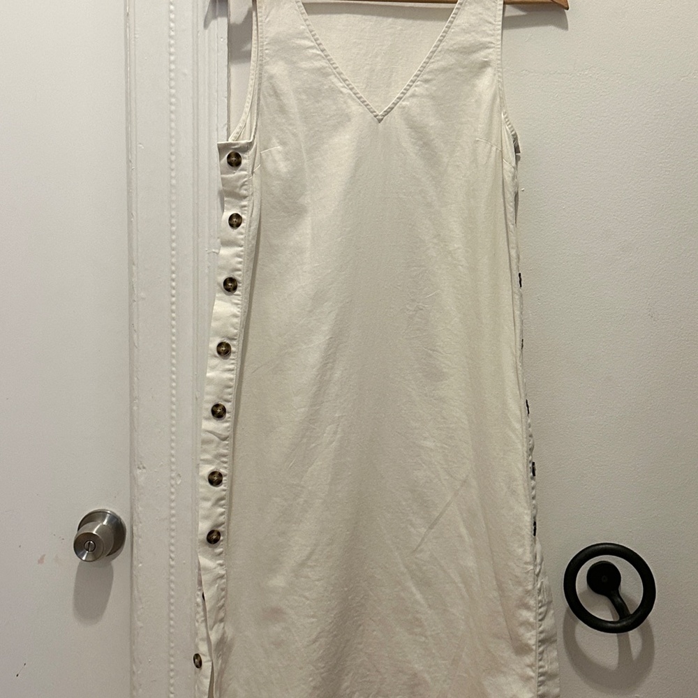 Madewell White Linen XXS Midi Dress
